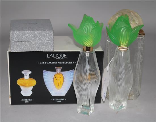 Lalique scent bottles and a boxed set